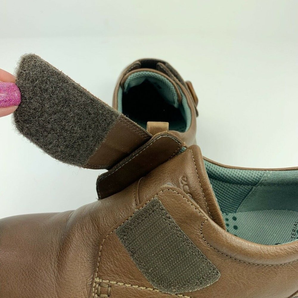 ECCO Clay Brown Leather Shoes Monk Strap Loafers Women's 37 EU 6 US Button - Picture 7 of 9